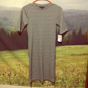 Topshop Gray Ribbed Bodycon Dress